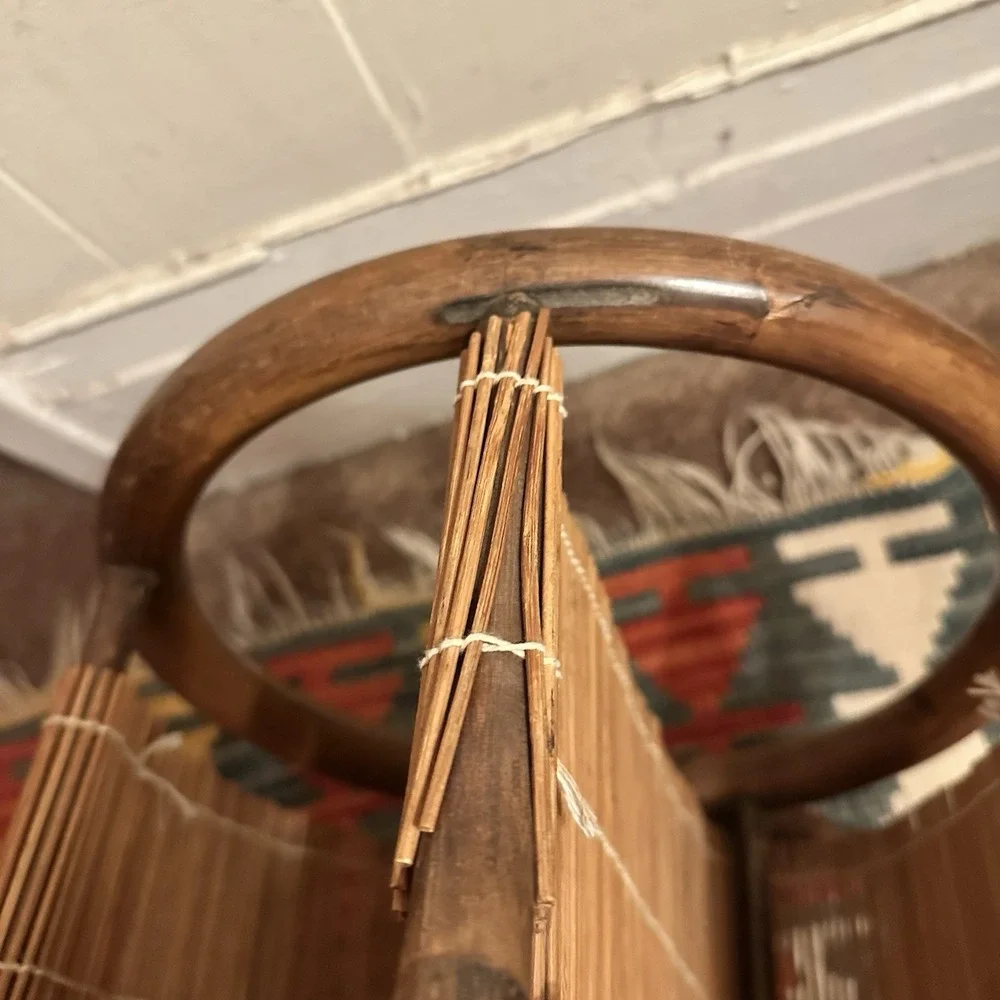 Vintage Bentwood & Slatted Bamboo Magazine Rack